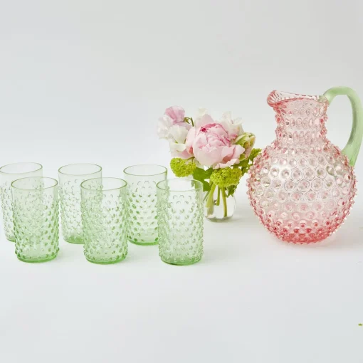 Mrs. Alice Rose Hobnail Jug with Emerald Handle< Jugs | For The Hostess