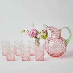Mrs. Alice Rose Hobnail Jug with Emerald Handle< Jugs | For The Hostess