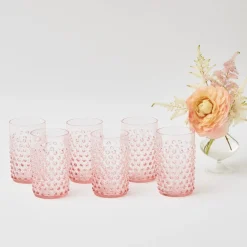 Mrs. Alice Rose Pink Hobnail Glasses (Set of 6)< Summer Glassware | Glasses