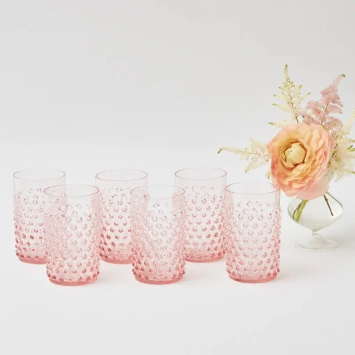 Mrs. Alice Rose Pink Hobnail Glasses (Set of 6)< Summer Glassware | Glasses