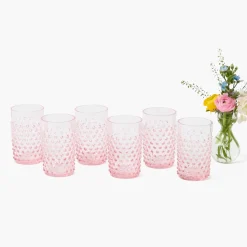 Mrs. Alice Rose Pink Hobnail Glasses (Set of 6)< Summer Glassware | Glasses
