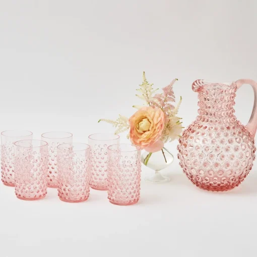 Mrs. Alice Rose Pink Hobnail Jug< Summer Glassware | Jugs