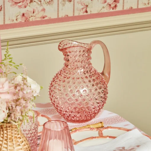 Mrs. Alice Rose Pink Hobnail Jug< Summer Glassware | Jugs
