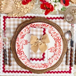 Mrs. Alice Rossina Putty Gingham & Red Placemats & Napkins (Set of 4)< Table Linen Sets