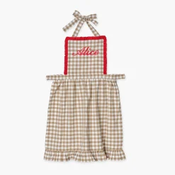 Mrs. Alice Rossina Putty Gingham & Red Apron< Mrs. Alice Monogram | Monogrammable Gifts