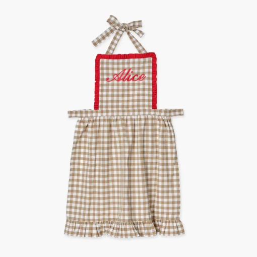 Mrs. Alice Rossina Putty Gingham & Red Apron< Mrs. Alice Monogram | Monogrammable Gifts