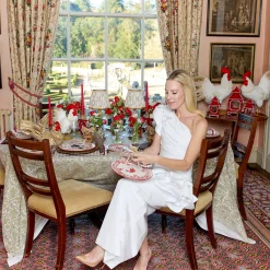 Mrs. Alice Rossina Putty Gingham & Red Placemats & Napkins (Set of 4)< Table Linen Sets