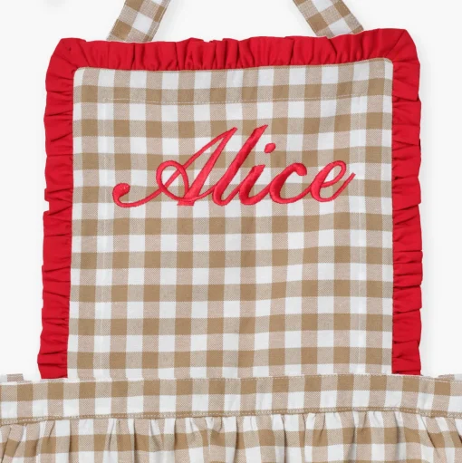 Mrs. Alice Rossina Putty Gingham & Red Apron< Mrs. Alice Monogram | Monogrammable Gifts
