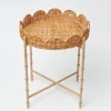 Mrs. Alice Round Scalloped Rattan Tray With Stand< Trays | Trays