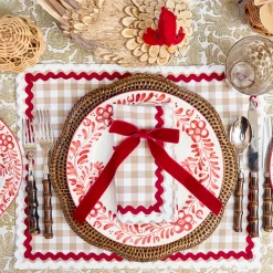 Mrs. Alice Ruby Red Velvet Bow (Set of 4) - 20cm< Napkin Rings & Bows