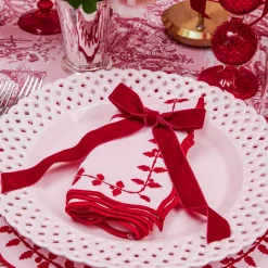 Mrs. Alice Ruby Red Velvet Bow (Set of 4) - 20cm< Napkin Rings & Bows