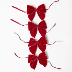 Mrs. Alice Ruby Red Velvet Napkin Bows (Set of 4)< Napkin Rings & Bows