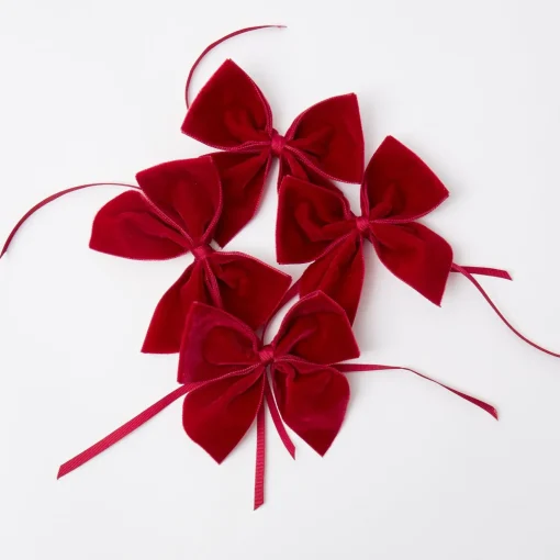 Mrs. Alice Ruby Red Velvet Napkin Bows (Set of 4)< Napkin Rings & Bows