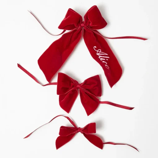 Mrs. Alice Ruby Red Velvet Napkin Bows (Set of 4)< Napkin Rings & Bows