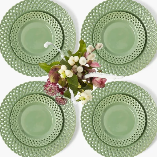 Mrs. Alice Sage Basketweave Dinner & Starter Plates (Set of 8)< Crockery Sets