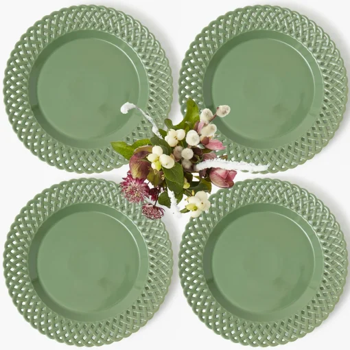 Mrs. Alice Sage Basketweave Dinner Plates (Set of 4)< Dinner Plates | Crockery Sets