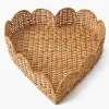 Mrs. Alice Scalloped Heart Rattan Tray< Trays | Trays