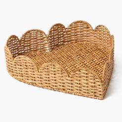 Mrs. Alice Scalloped Heart Rattan Tray< Trays | Trays
