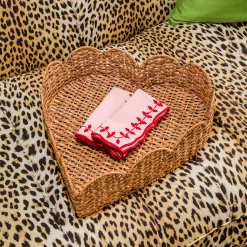 Mrs. Alice Scalloped Heart Rattan Tray< Trays | Trays
