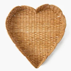Mrs. Alice Scalloped Heart Rattan Tray< Trays | Trays