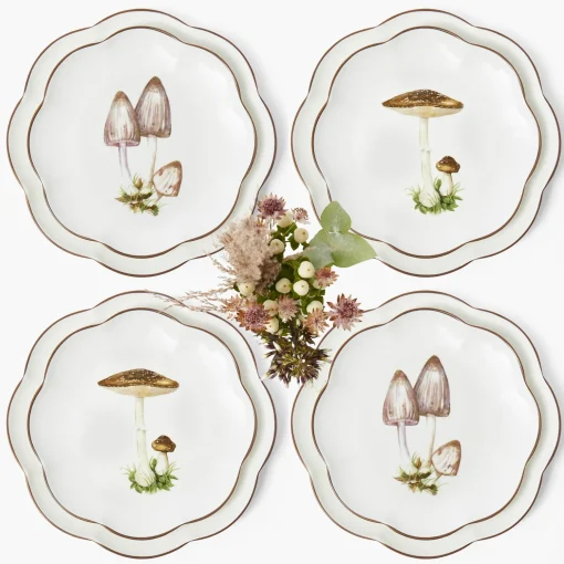 Mrs. Alice Scalloped Mushroom Dinner & Starter Plates (Set of 8)< Crockery Sets