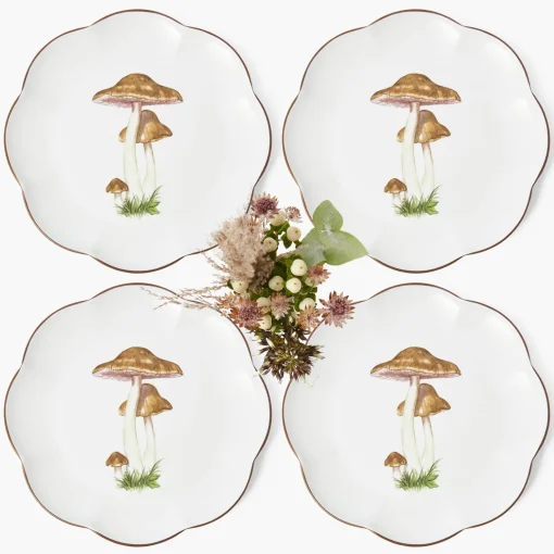 Mrs. Alice Scalloped Mushroom Dinner & Starter Plates (Set of 8)< Crockery Sets
