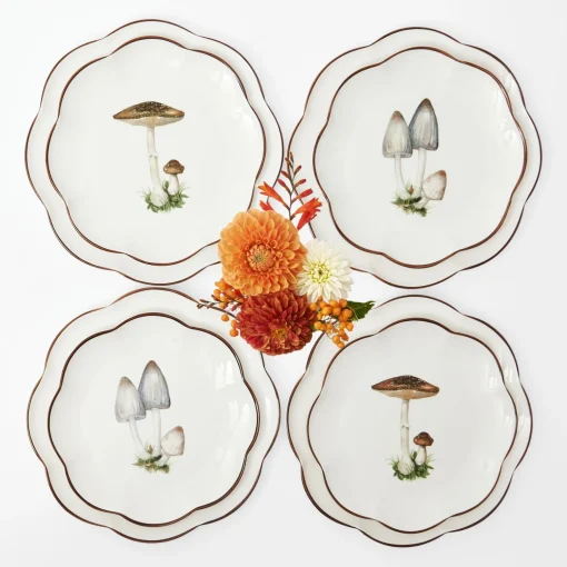 Mrs. Alice Scalloped Mushroom Dinner & Starter Plates (Set of 8)< Crockery Sets