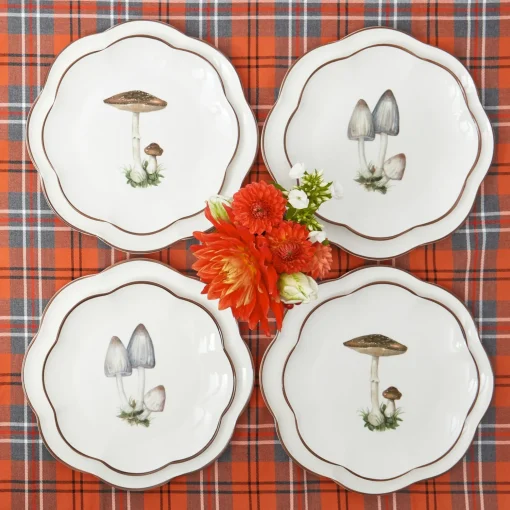 Mrs. Alice Scalloped Mushroom Dinner & Starter Plates (Set of 8)< Crockery Sets