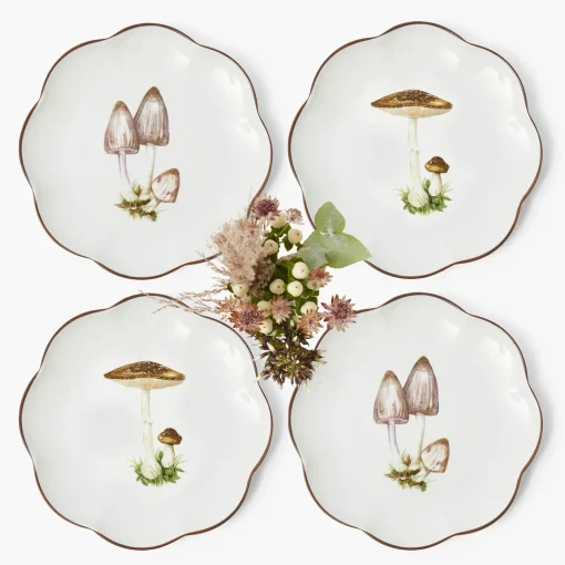 Mrs. Alice Scalloped Mushroom Dinner & Starter Plates (Set of 8)< Crockery Sets