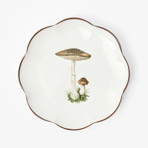 Mrs. Alice Scalloped Mushroom Starter Plate (Brown)< Starter Plates
