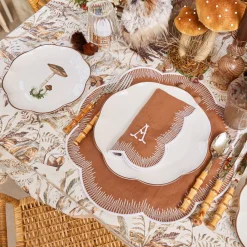 Mrs. Alice Scalloped Mushroom Starter Plate (Brown)< Starter Plates