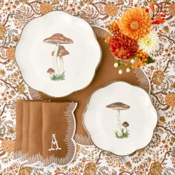 Mrs. Alice Scalloped Mushroom Starter Plate (Brown)< Starter Plates