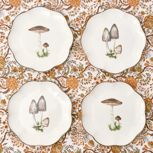 Mrs. Alice Scalloped Mushroom Starter Plates (Set of 4)< Starter Plates | Crockery Sets
