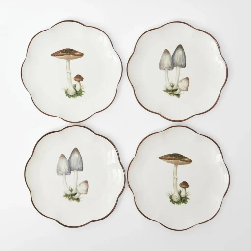Mrs. Alice Scalloped Mushroom Starter Plates (Set of 4)< Starter Plates | Crockery Sets