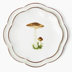 Mrs. Alice Scalloped Mushroom Starter Plate (Brown)< Starter Plates