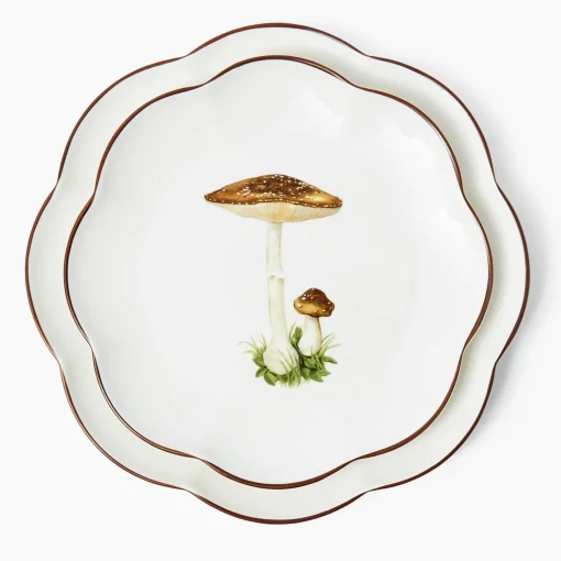 Mrs. Alice Scalloped Mushroom Starter Plate (Brown)< Starter Plates