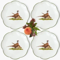 Mrs. Alice Scalloped Pheasant Dinner Plates (Set of 4)< Dinner Plates | Crockery Sets