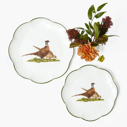 Mrs. Alice Scalloped Pheasant Dinner Plates (Set of 4)< Dinner Plates | Crockery Sets