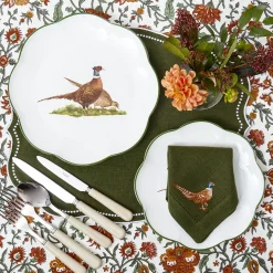 Mrs. Alice Scalloped Pheasant Dinner Plates (Set of 4)< Dinner Plates | Crockery Sets
