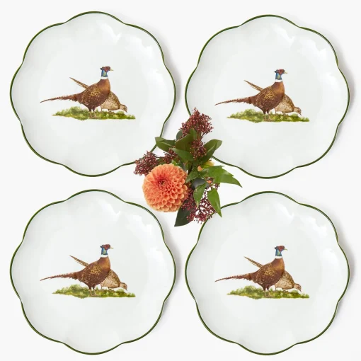 Mrs. Alice Scalloped Pheasant Starter Plates (Set of 4)< Starter Plates | Crockery Sets