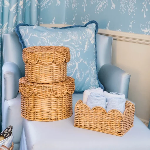Mrs. Alice Scalloped Rattan Baskets (Set of 3)< For The Homemaker | Neutral Chic