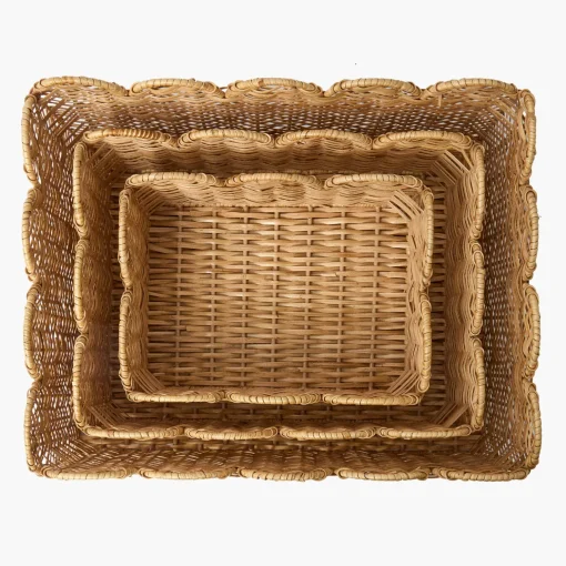 Mrs. Alice Scalloped Rattan Baskets (Set of 3)< For The Homemaker | Neutral Chic