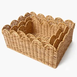 Mrs. Alice Scalloped Rattan Baskets (Set of 3)< For The Homemaker | Neutral Chic