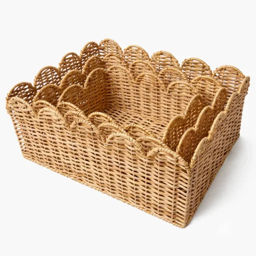 Mrs. Alice Scalloped Rattan Baskets (Set of 3)< For The Homemaker | Neutral Chic