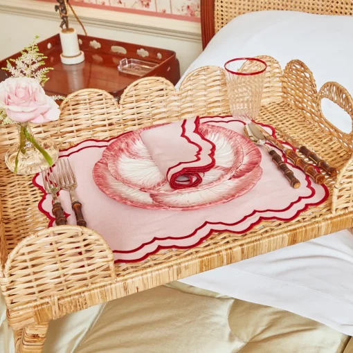 Mrs. Alice Scalloped Rattan Breakfast Tray< Trays | Trays