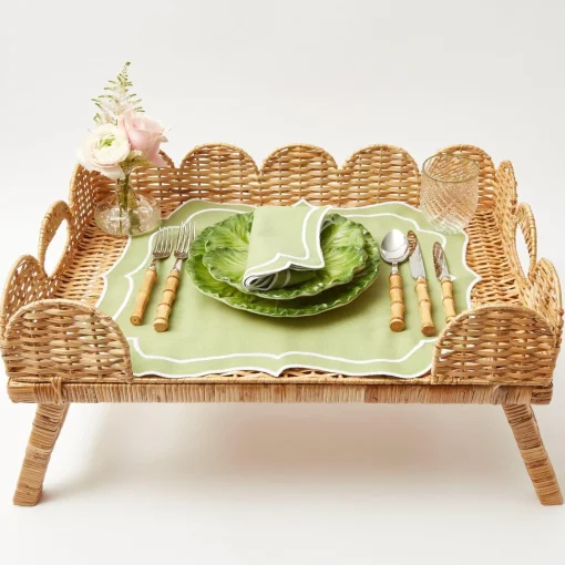 Mrs. Alice Scalloped Rattan Breakfast Tray< Trays | Trays