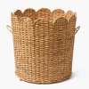 Mrs. Alice Scalloped Rattan Log Basket< For Him | Neutral Chic