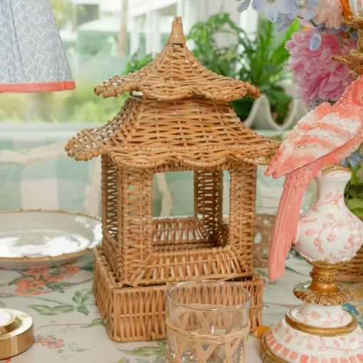 Mrs. Alice Scalloped Rattan Pagoda Lantern< Year-round Decorations | Spring Decorations