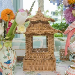 Mrs. Alice Scalloped Rattan Pagoda Lantern< Year-round Decorations | Spring Decorations