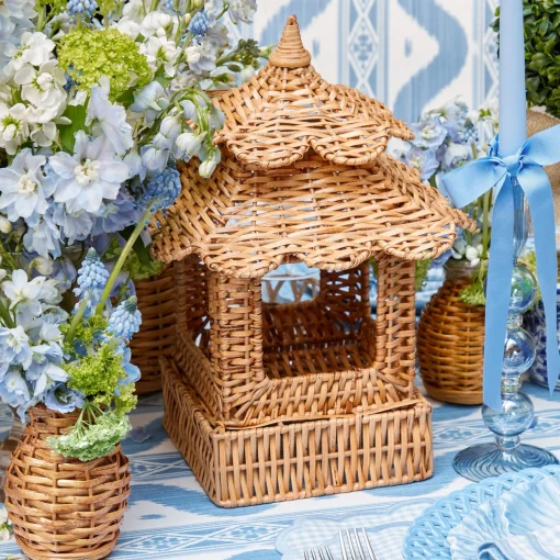 Mrs. Alice Scalloped Rattan Pagoda Lantern< Year-round Decorations | Spring Decorations